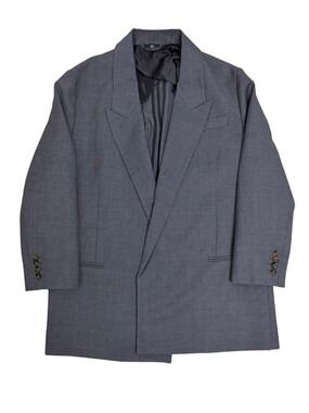 COS Blazer Grey WOOL Open Front Business Casual Work Sport Coat Blazer Womens 10